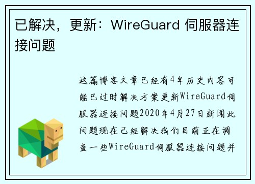 已解决,更新:WireGuard 伺服器连接问题